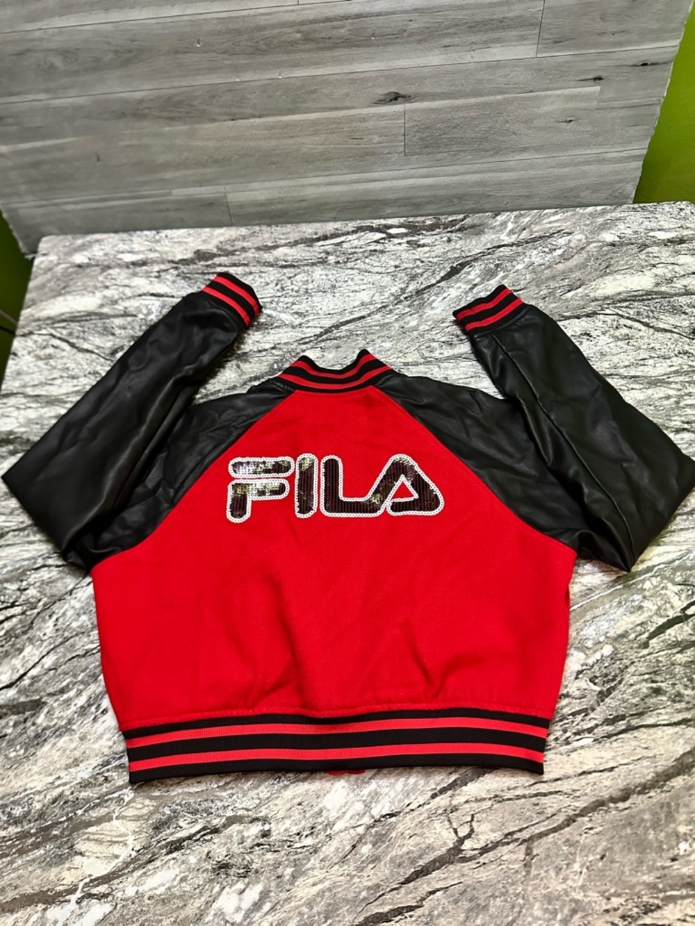 FILA Red and Black Women's Varsity Jacket M - Picture 2 of 14